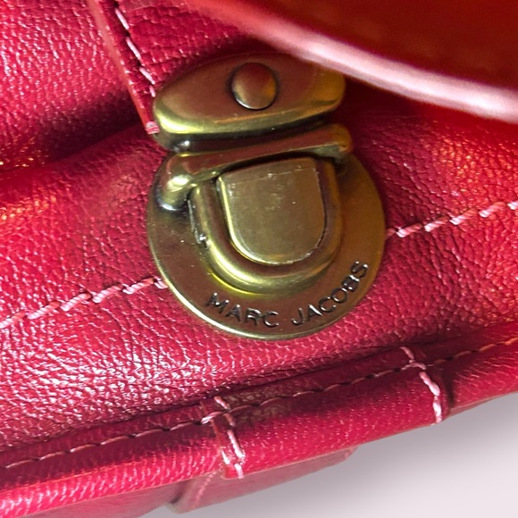 Vtg Marc by Marc Jacobs Leather Ruby Red Satchel - Handbag Retail $358 - Picture 2 of 7